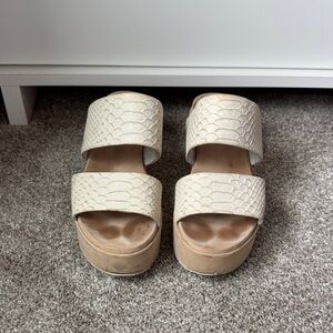J Slides Cream Platform Sandals